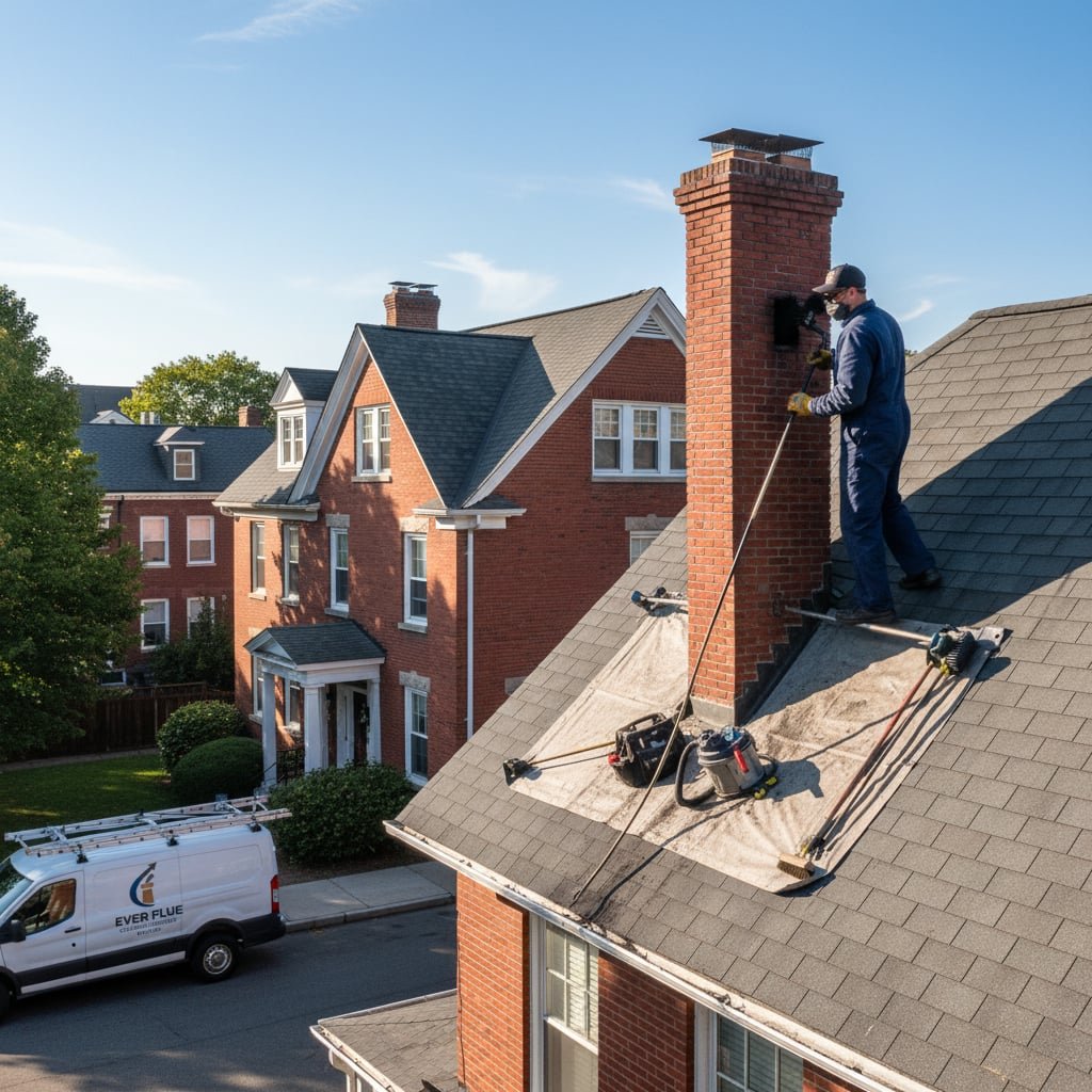 Ever Flue Chimney Sweep team working on chimney